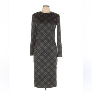 Saks Fifth Avenue Black Checkered Long Sleeve Dress